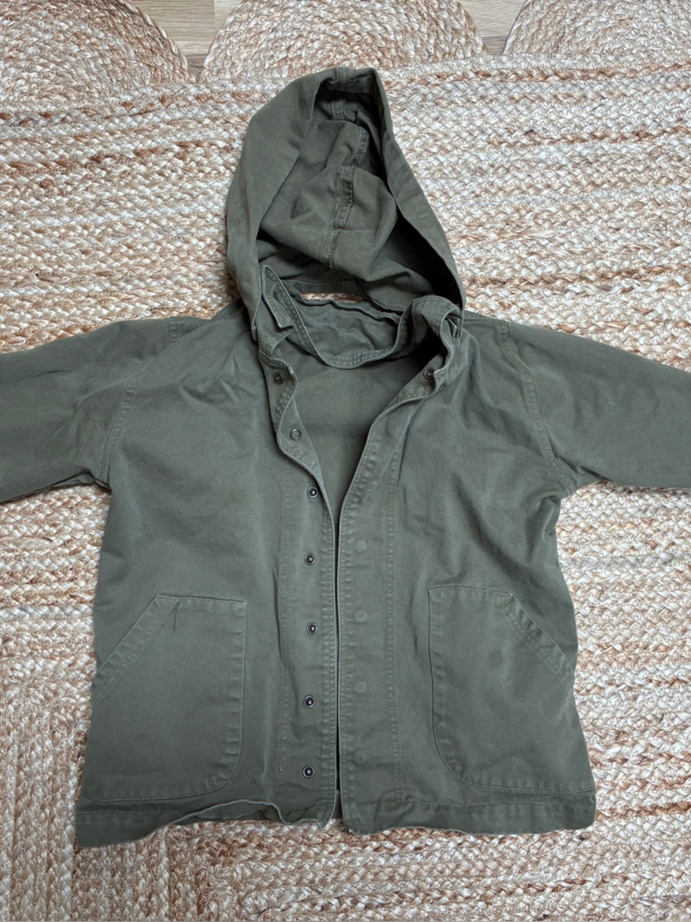 The Simple Folk green kids lightweight jacket with detachable hood